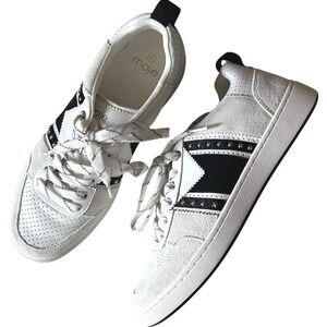 MAJE White Leather Star Studded Low-Top‎ Sneakers NIB Size FR40/US9.5